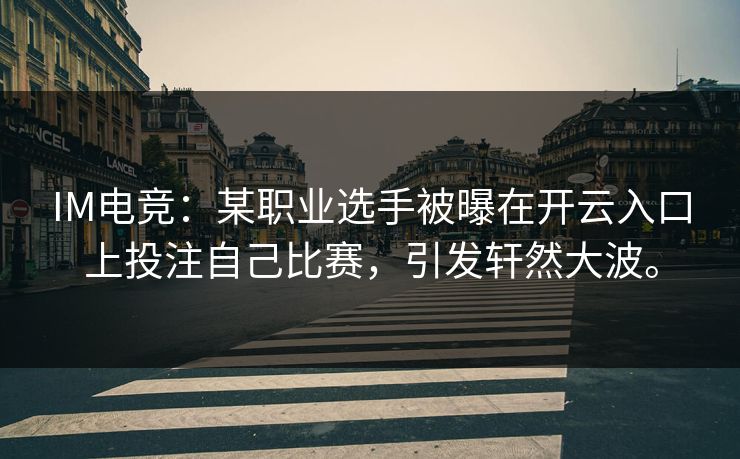 IM电竞：某职业选手被曝在开云入口上投注自己比赛，引发轩然大波。
