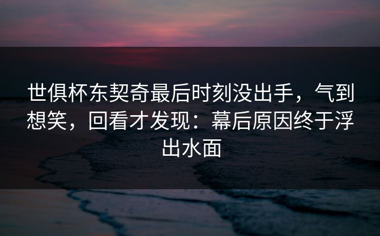 世俱杯东契奇最后时刻没出手，气到想笑，回看才发现：幕后原因终于浮出水面