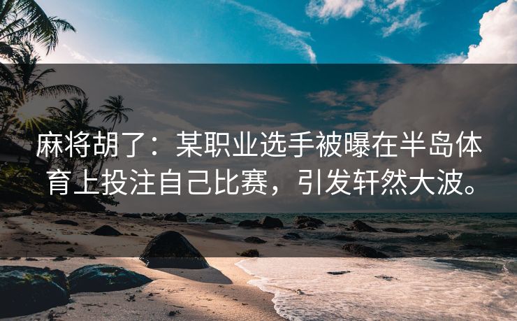 麻将胡了：某职业选手被曝在半岛体育上投注自己比赛，引发轩然大波。