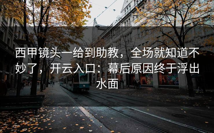 西甲镜头一给到助教，全场就知道不妙了，开云入口：幕后原因终于浮出水面