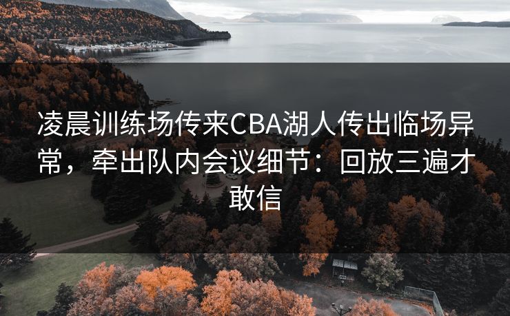 凌晨训练场传来CBA湖人传出临场异常，牵出队内会议细节：回放三遍才敢信