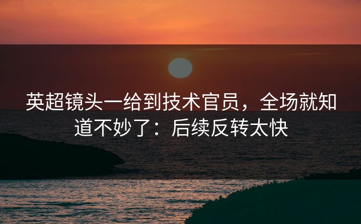 英超镜头一给到技术官员，全场就知道不妙了：后续反转太快